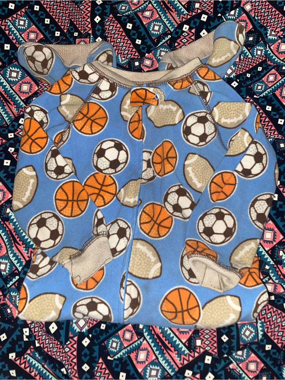 Carter's Light Blue Sports Ball Fleece One-Piece